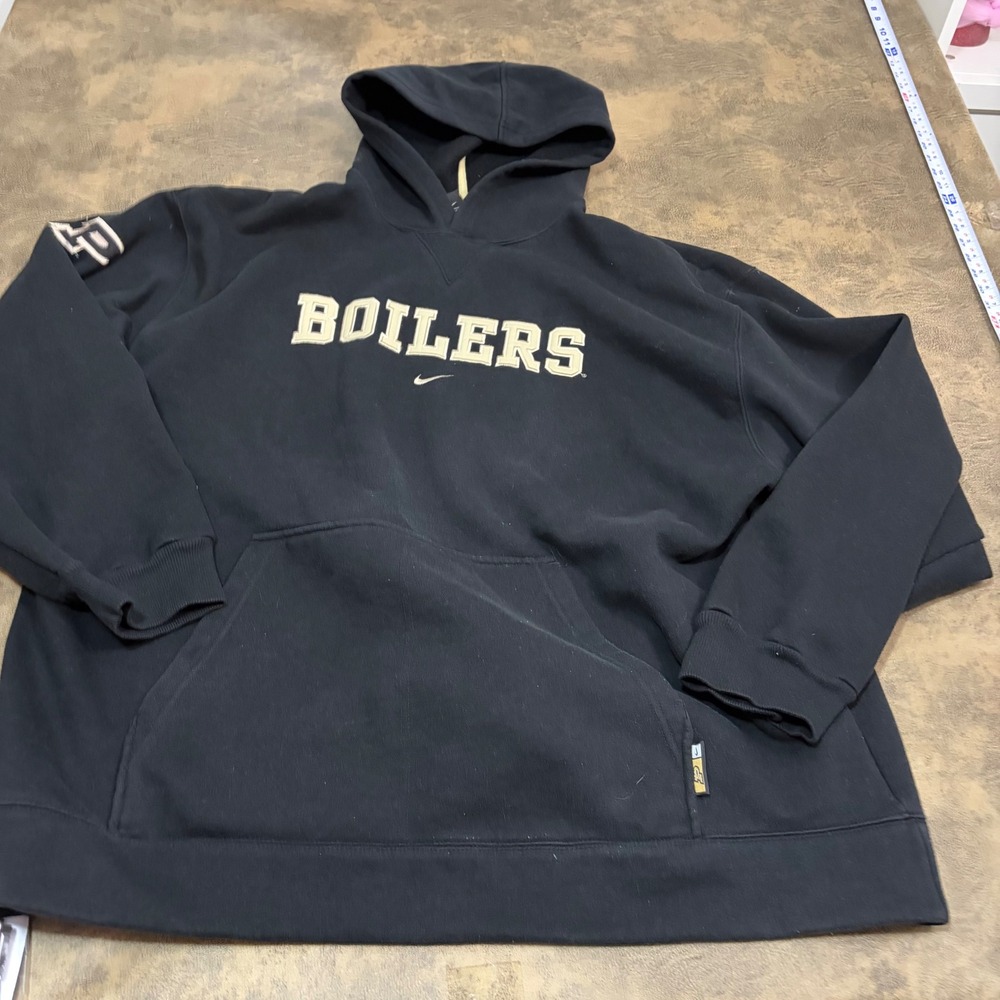 Nike Hoodie Mens XXL Black Purdue Boilers Embroidered Vintage y2k NO STRING